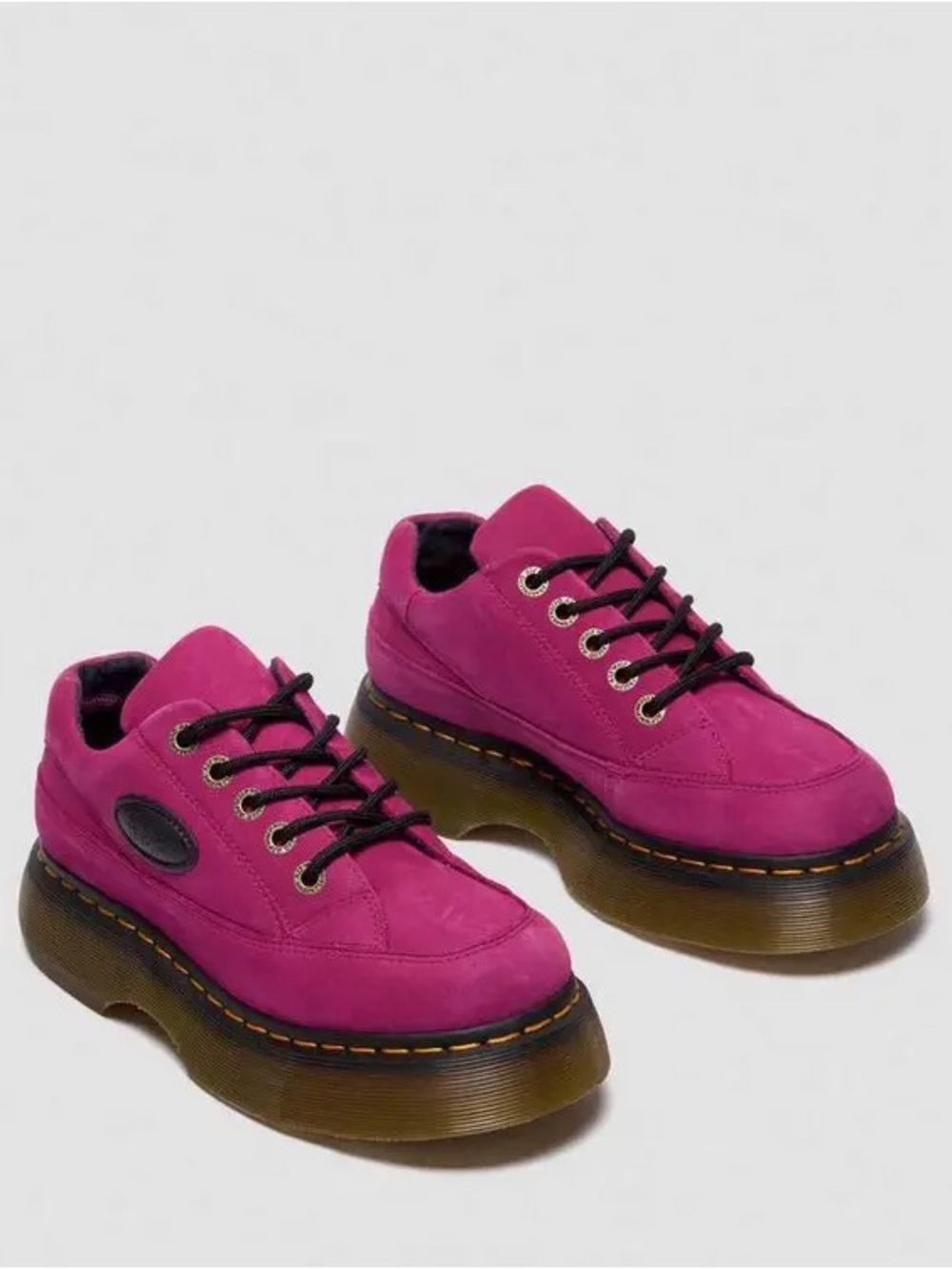 NWT Dr. Martens Women's Buzz 5-Eye Milled Nubuck Platform Oxfords Fuchsia Pink